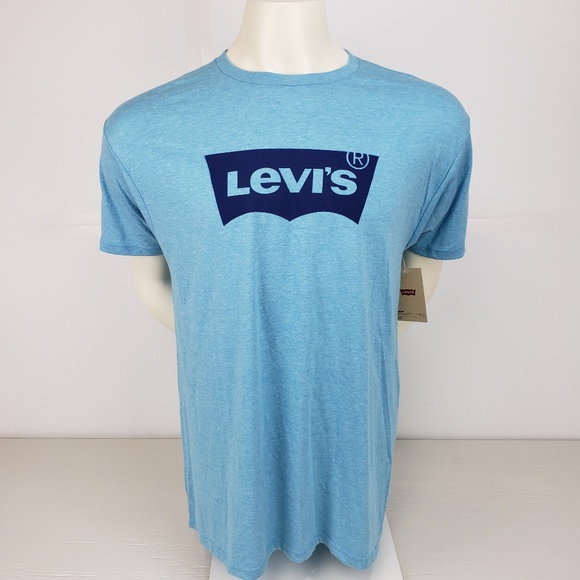 Levis Men's Short Sleeve Graphic Tee Blue w/ Logo - Picture 2 of 6